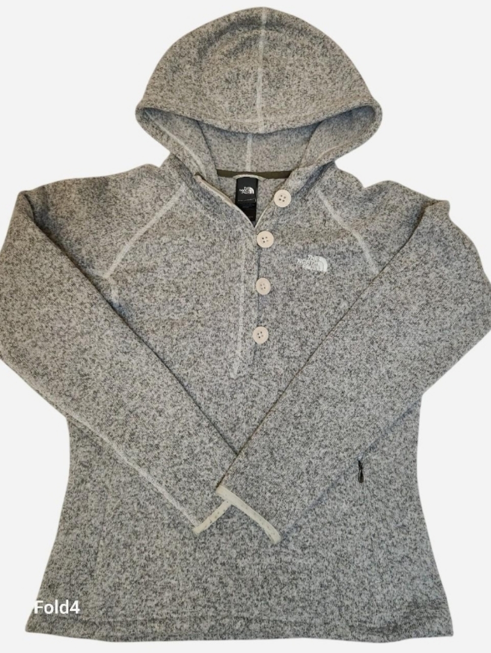 The North Face Women's Gray Hooded Button Pullover Sweater